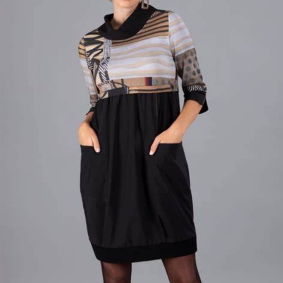 NWT Dolcezza Comfortable High Waisted Cocoon Dress With Tiny Polkadots - Picture 3 of 14